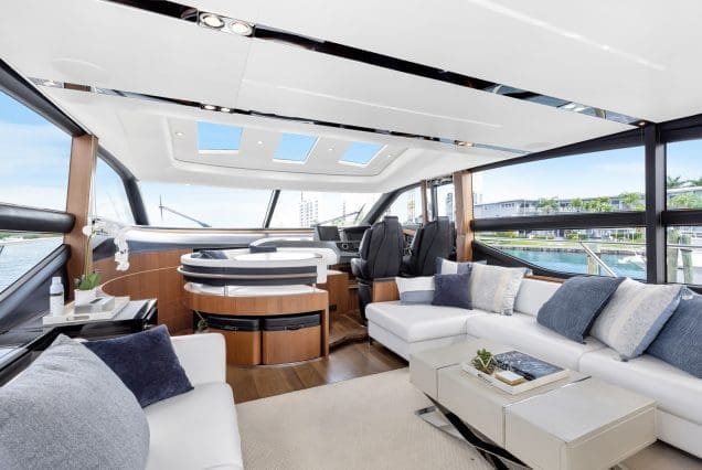 Luxury 74ft Princess SnowBird salon lounge Miami Marina rental
