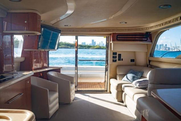 MISTRESS 55ft Sea Ray Yacht stylish indoor salon with comfortable seating