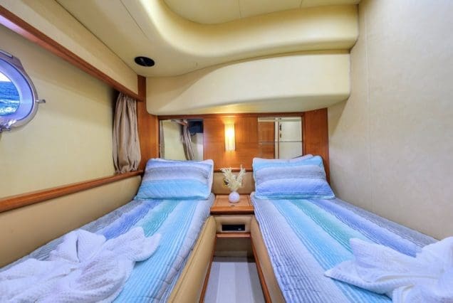 La Dolce Vita 70ft Azimut guest cabin with refined design and comfortable sleeping space