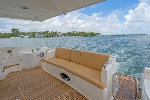 65ft Azimut Ram entrance gate with stairs to upper deck Miami Marina rental