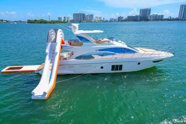 65ft Azimut Ram with waterslide and water pool Miami yacht rental