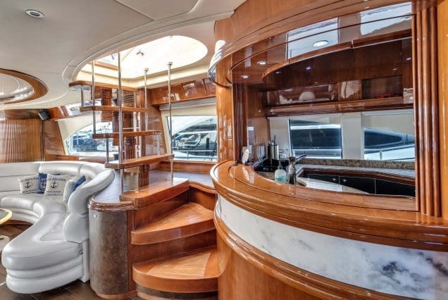 90ft Azimut Dream With Jacuzzi salon and kitchen interior Miami charter