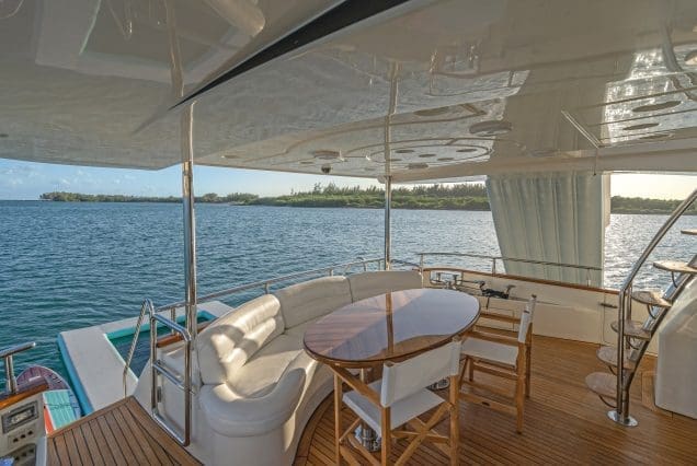 90ft Azimut Dream With Jacuzzi entrance gate with stairs to upper deck Miami Marina rental