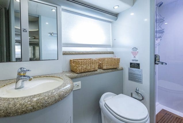 80ft Sunseeker Manhattan SlipTease luxury washroom with high-end fittings