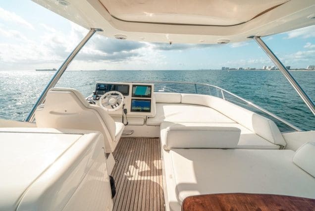 70ft Azimut WARRIOR II elevated lounge offering panoramic ocean and skyline views