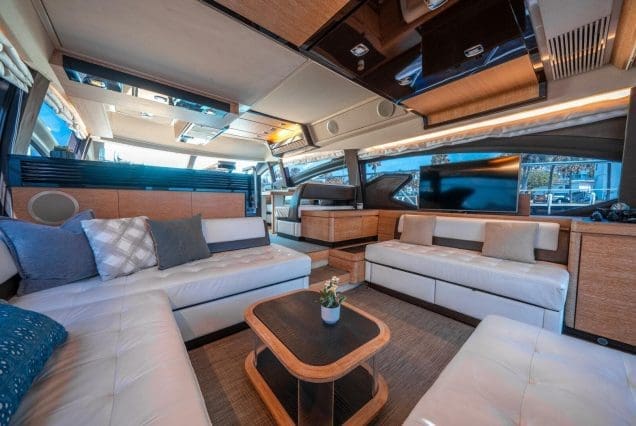 70ft Azimut WARRIOR II stylish indoor salon with comfortable seating