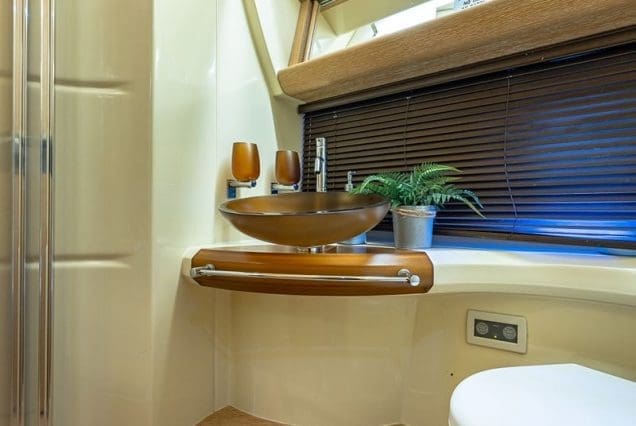 55ft Azimut El-Faraon Miami clean and modern washroom with essential amenities