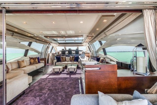 Mega 103ft Azimut SCARLET formal dining area perfect for private meals and events