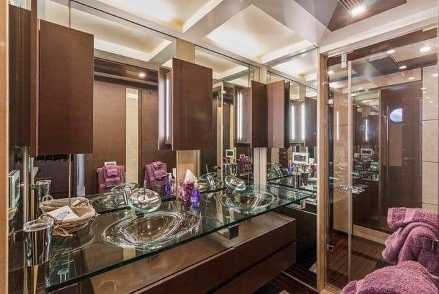 Mega 103ft Azimut SCARLET luxury washroom with high-end fittings