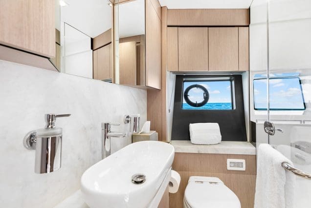 70ft SunSeeker Done Deal Miami luxury washroom with premium fittings