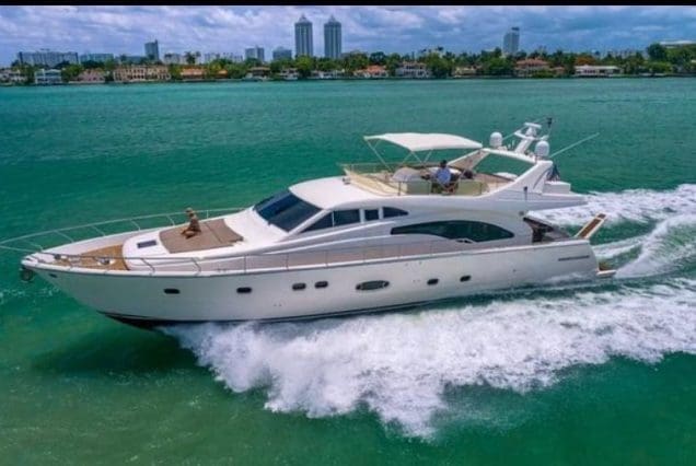 75ft Ferretti Miami luxury yacht with hot tub available for charter