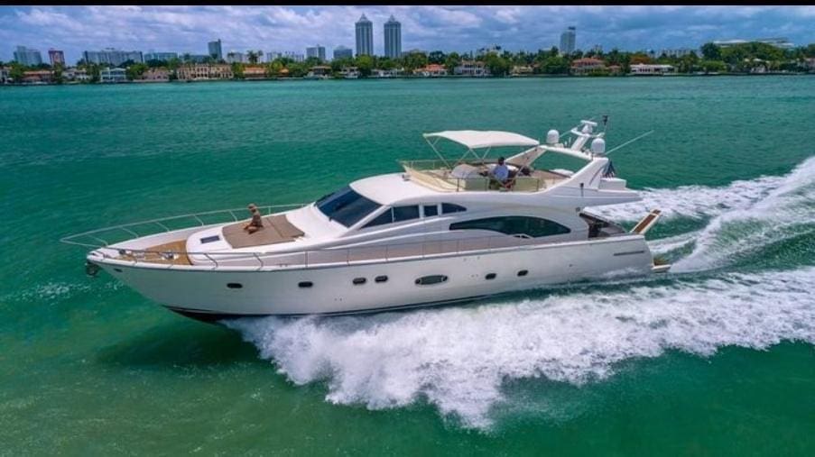 75ft Ferretti Miami luxury yacht with hot tub available for charter