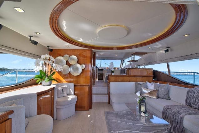 75ft Ferretti Miami elegant dining area perfect for private meals and celebrations