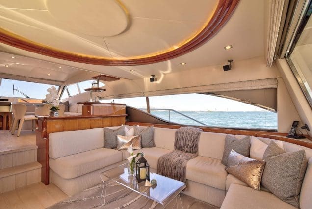 75ft Ferretti Miami elegant dining area perfect for private meals and celebrations