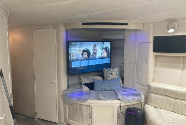 70ft Sea Ray Outrage Miami guest cabin with refined design and comfortable sleeping space