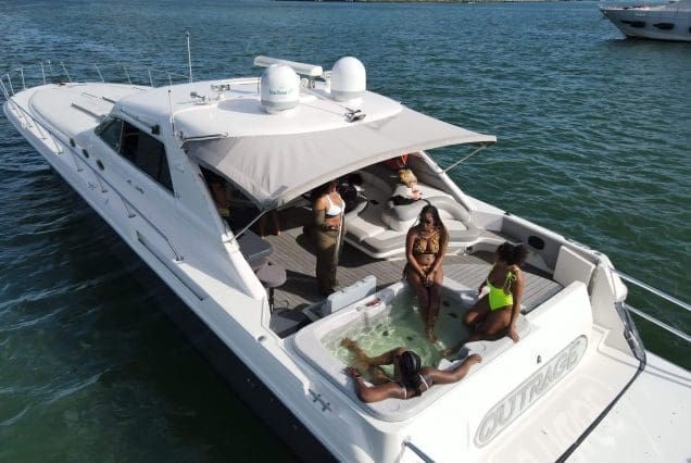 70ft Sea Ray Outrage Miami onboard hot tub for a premium relaxation experience