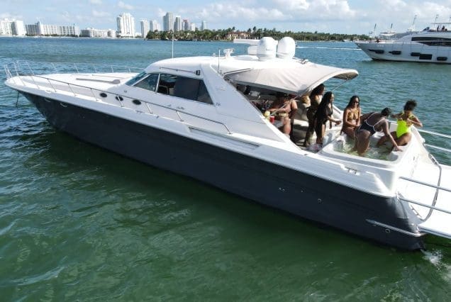 70ft Sea Ray Outrage Miami onboard hot tub for a premium relaxation experience
