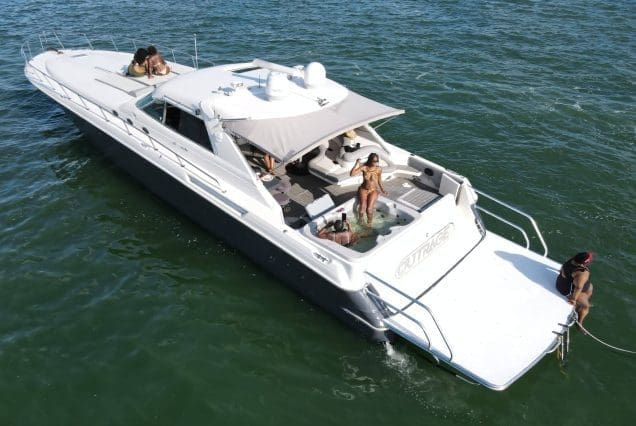 70ft Sea Ray Outrage Miami extended swim platform with effortless water access