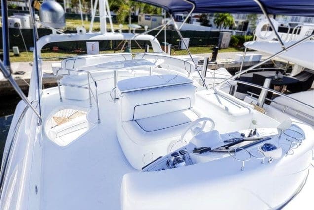 Warrior 65ft Aicon Miami upper deck ideal for open-air cruising and relaxation