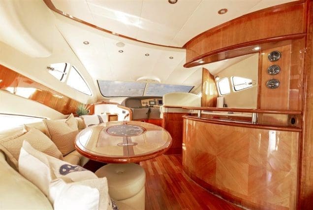 Warrior 65ft Aicon Miami elegant dining area perfect for private onboard experiences
