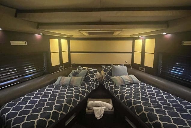 Azimut 62ft LIFE IS GREAT Miami guest cabin with stylish design and comfortable sleeping space