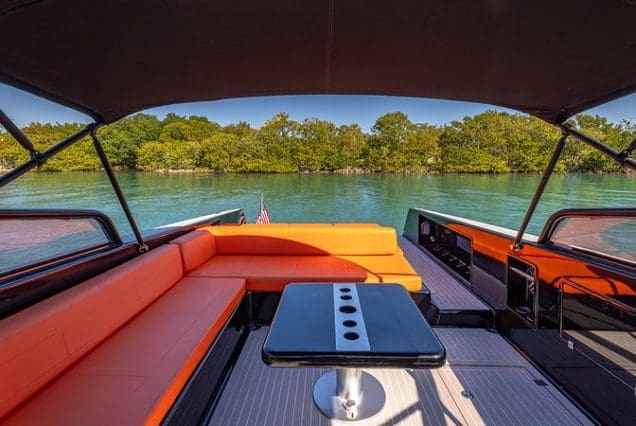 Luxury 40ft Van Dutch Miami spacious lounge seating perfect for stylish cruising
