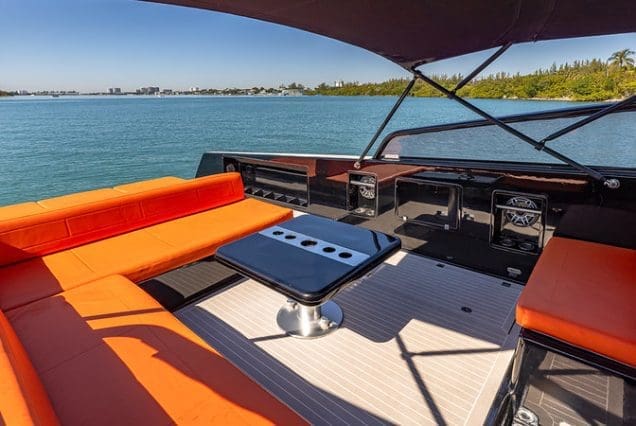 Luxury 40ft Van Dutch Miami spacious lounge seating perfect for stylish cruising
