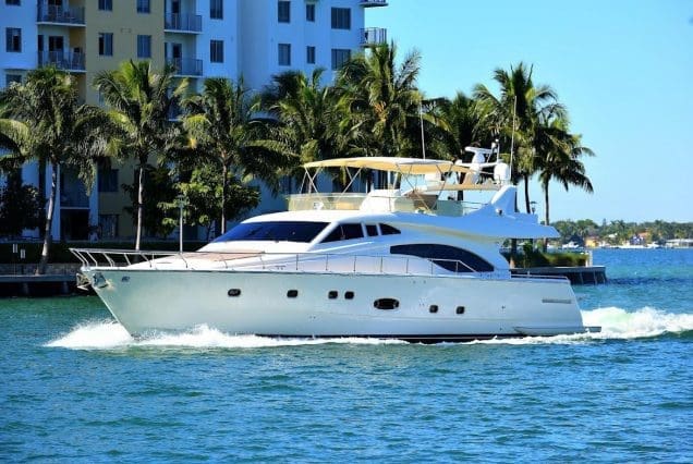 75ft Ferretti Miami luxury yacht with hot tub available for charter