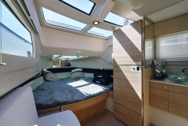 Luxury SAXDOR 320 GTO Model 2024 Miami cabin with modern interiors and comfortable overnight accommodations