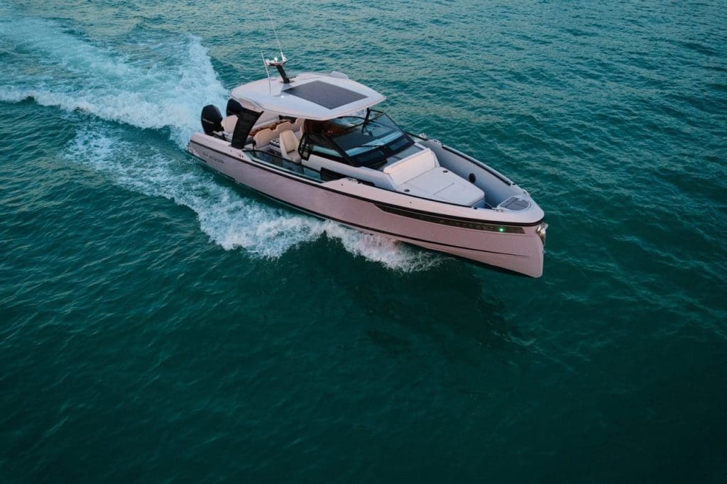 Luxury SAXDOR 320 GTO Model 2024 Miami high-performance luxury boat available for charter experiences