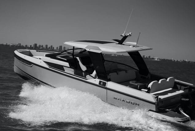 Luxury SAXDOR 320 GTO Model 2024 Miami swim platform with easy access to the water