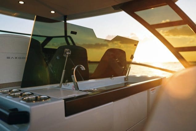 Luxury SAXDOR 320 GTO Model 2024 Miami high-performance luxury boat available for charter experiences