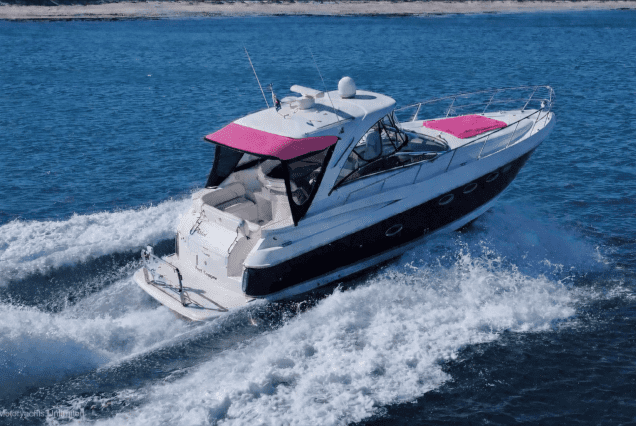45ft Diamond Pink Miami spacious swim platform with easy access to the water
