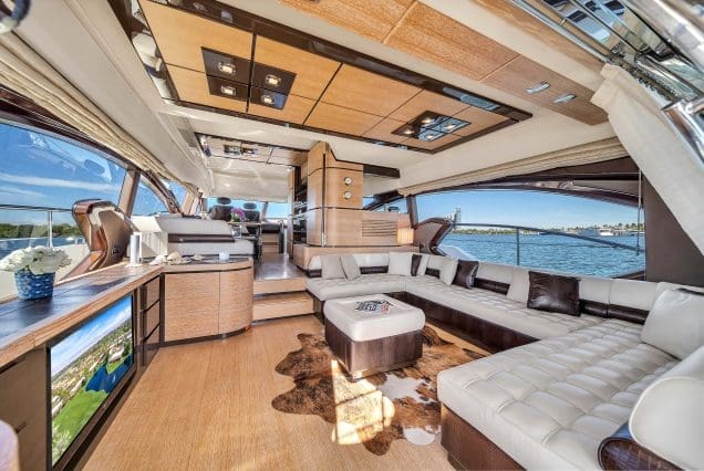 Luxury 70ft Azimut Miami stylish lounge space ideal for entertainment and social gatherings