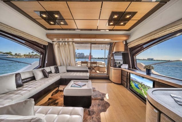 Luxury 70ft Azimut Miami stylish lounge space ideal for entertainment and social gatherings