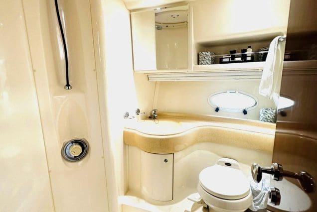 37ft Formula Miami clean and modern washroom with onboard amenities