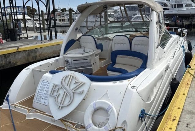 37ft Sea Ray E$Z Miami open deck lounge perfect for relaxing and enjoying the ocean breeze