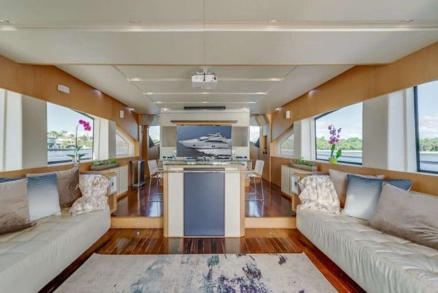 80FT Aicon THERAPY Miami elegant dining area perfect for private celebrations and onboard experiences