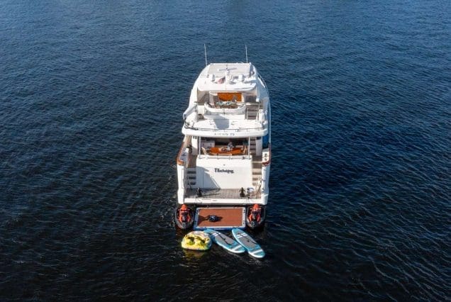 80FT Aicon THERAPY Miami oversized swim platform with seamless water access