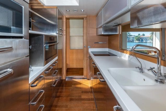 80FT Aicon THERAPY Miami fully equipped galley with premium appliances and modern finishes