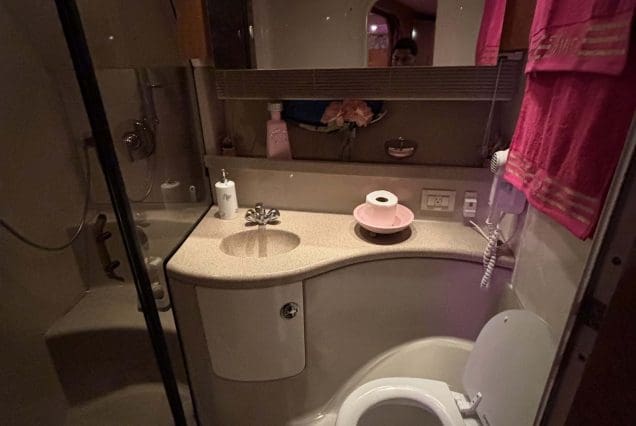 45ft Diamond Pink Miami clean and modern washroom with upscale amenities