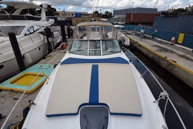 37ft Sea Ray E$Z Miami spacious sunbed area perfect for relaxing and enjoying the Miami sunshine