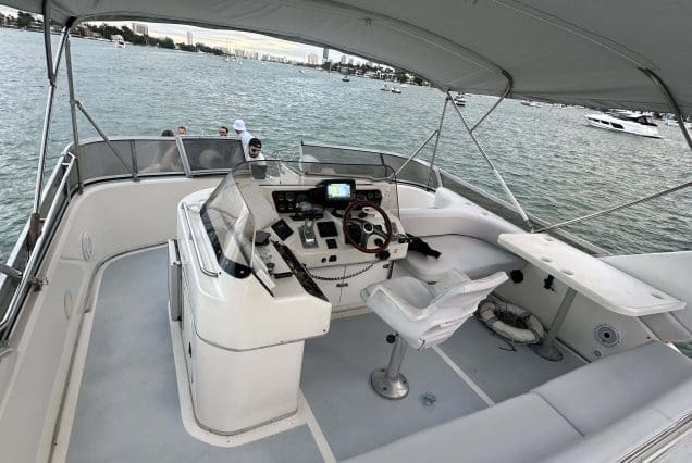 Star 50ft Sea Ray Yacht Miami outdoor entertainment space offering stunning waterfront views