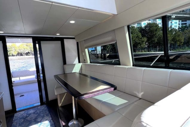 45ft Regal Model 2022 Miami elegant indoor salon with plush seating and modern décor