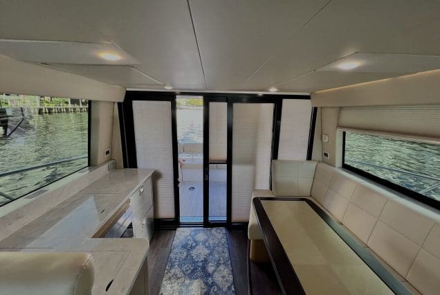45ft Regal Model 2022 Miami elegant indoor salon with plush seating and modern décor