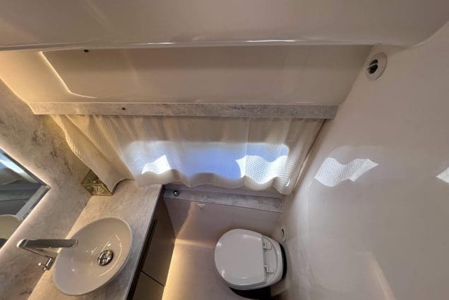 45ft Regal Model 2022 Miami clean and modern washroom with upscale amenities