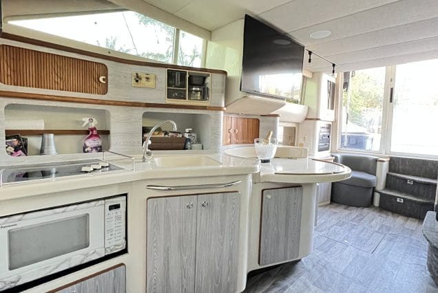 Star 50ft Sea Ray Yacht Miami fully equipped galley with modern appliances and premium finishes