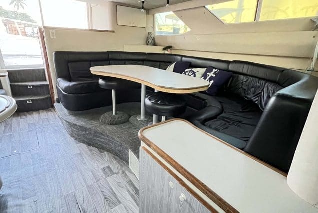Star 50ft Sea Ray Yacht Miami elegant indoor salon with plush seating and contemporary décor