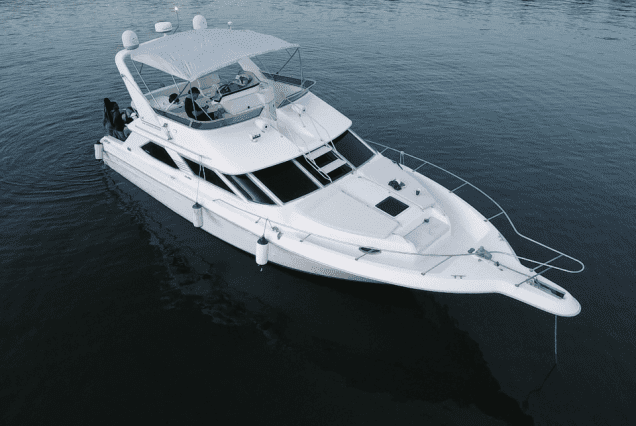 Star 50ft Sea Ray Yacht Miami bow lounge area with breathtaking views of Biscayne Bay and the Miami skyline