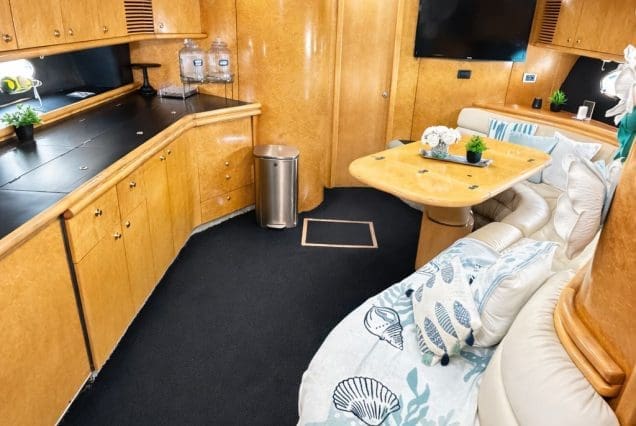 Luxury 60ft Tiffany Sunseeker Miami elegant dining area perfect for private meals and special occasions